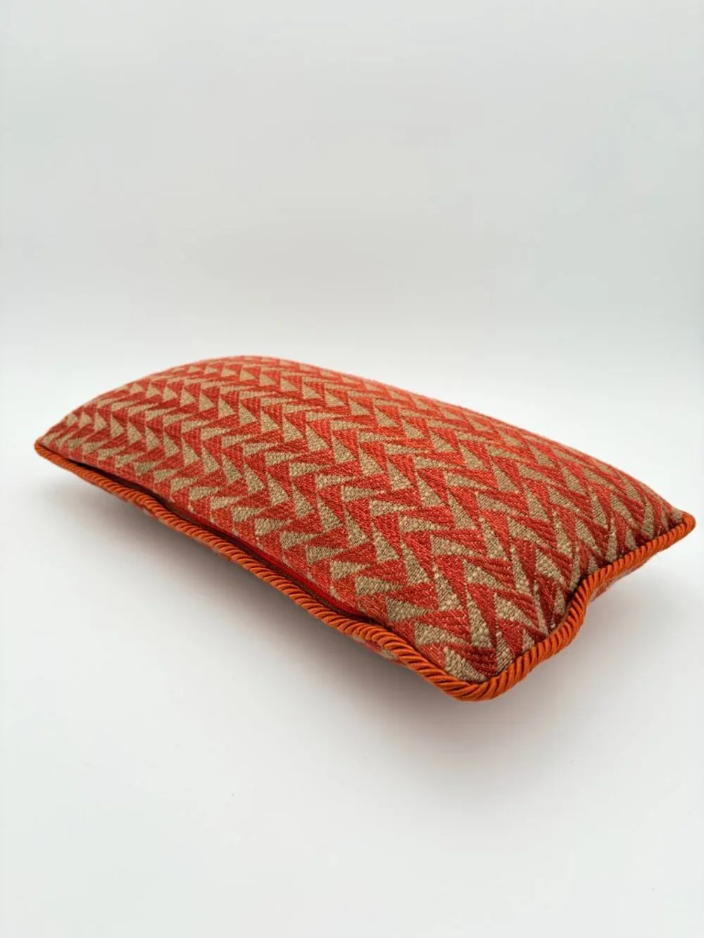 Burnt Orange Chevron Lumbar Pillow with Insert 16x9